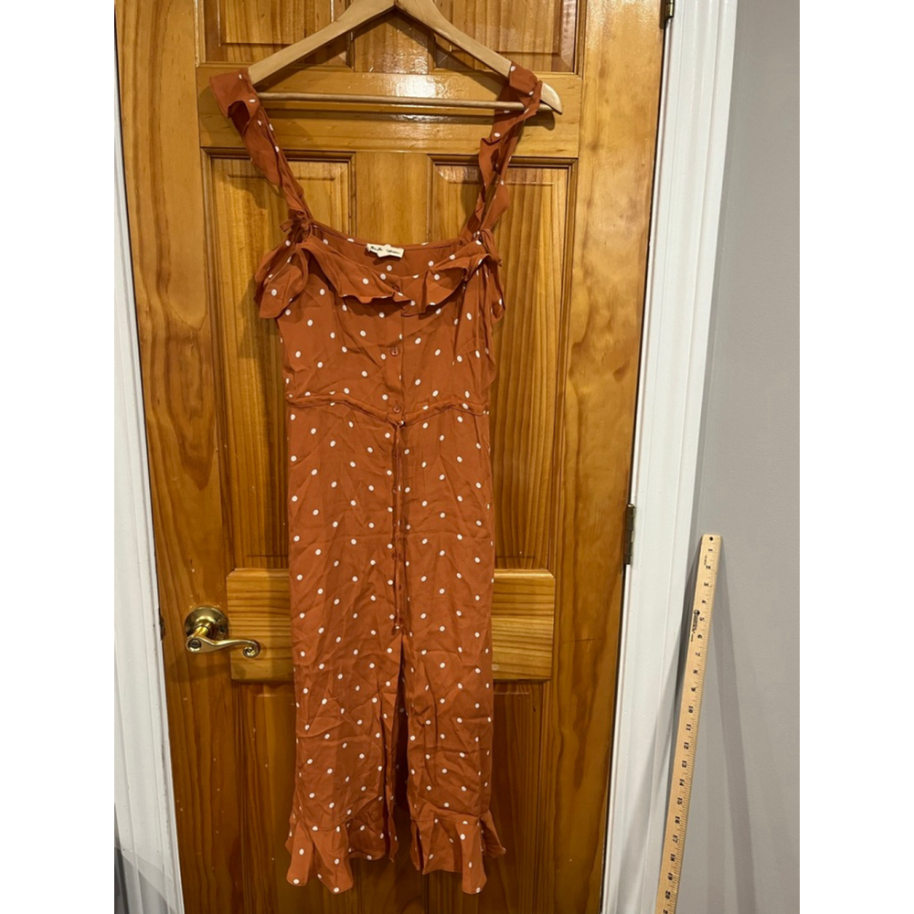 For Love & Lemons Natalia Dot Midi Dress Copper Dot Size Small
